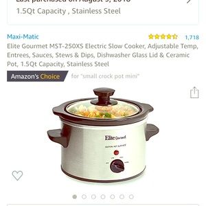 Electric Slow Cooker 1.5 Quart Brand New